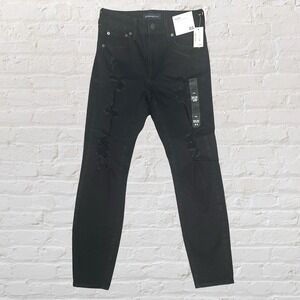 Aeropostale High Rise Jegging Jeans Size 8 SHORT Black Distressed Stretch NWT